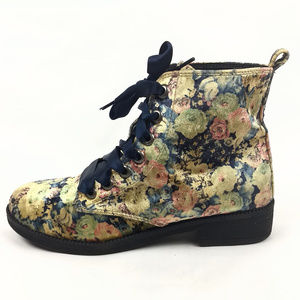 Dirty Laundry Velvet Floral Combat Boots 8.5